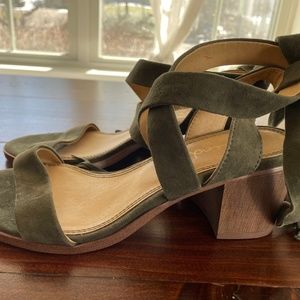 Women’s Splendid Janet Block Heels- Green Suede- Size 7